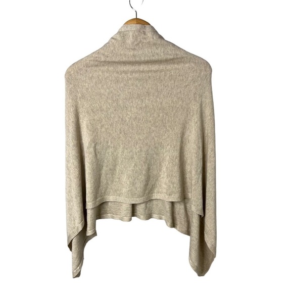 Eileen Fisher Knit Poncho Sweater Tan One Size V Neck Shrug Wrap - Picture 2 of 3